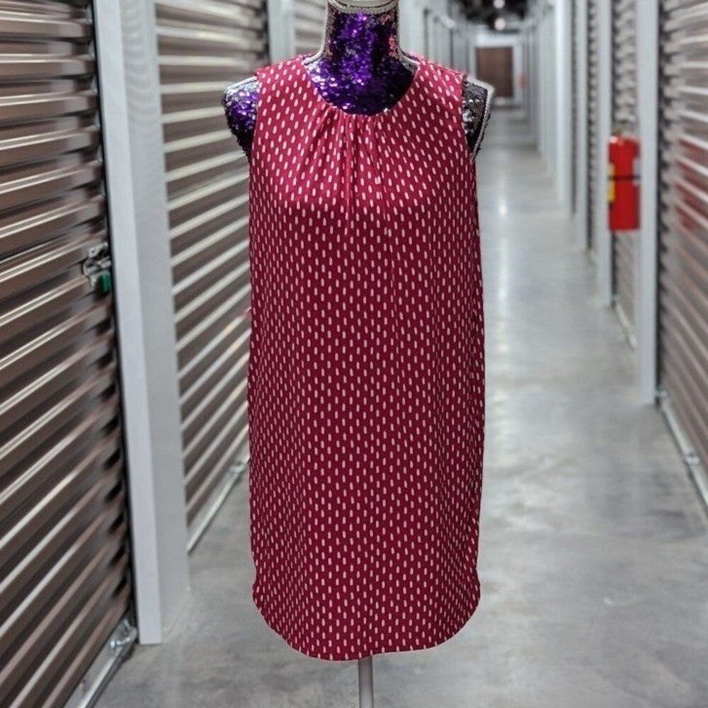 Ann Taylor Medium Petite Pink and White Mini Sheath Dress